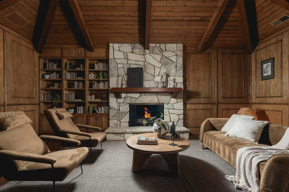 A fireside library