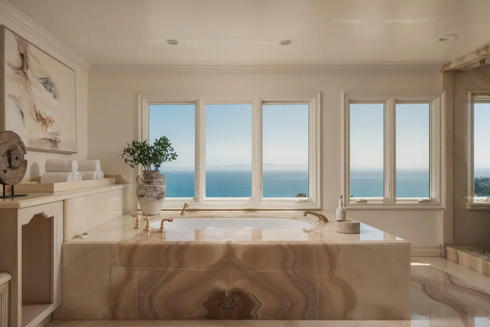 A bath beside the ocean view