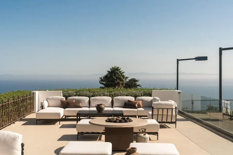 An elevated outdoor lounge