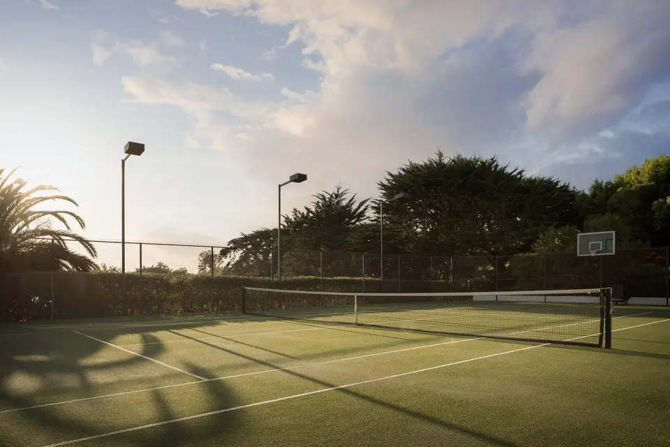 The court in evening light